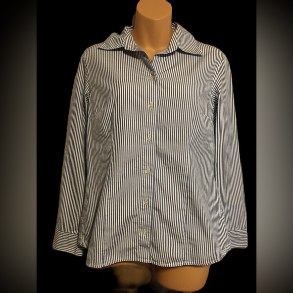 Talbots Size 6 Blue/White Strip Button Down Shirt - Picture 1 of 3